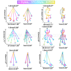 6 шт. 6 стиля ионного покрытия (IP) 201 нержавеющая сталь большие подвески&nbsp;STAS-DC0003-08