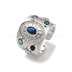 Регулируемые манжеты-кольца из латуни с микропаве из кубического циркония для женщин&nbsp;RJEW-C129-10P