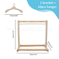Деревянная вешалка для одежды куклы с вешалкой DIY-WH0496-59