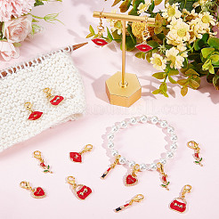 День святого валентина тема сплав эмаль кулон украшение HJEW-SC0001-25