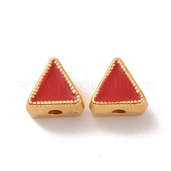 合金ビーズ  エナメル  三角形  マットゴールドカラー  ミックスカラー  6.5x7x4.5mm  穴：1.2mm&nbsp;ENAM-L039-12MG