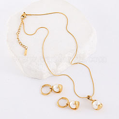 Комплекты из ожерелий и серег-колец из нержавеющей стали 304 NW9605-3