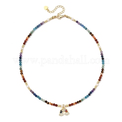Colgante de latón con micro pavé de circonitas cúbicas y arcoíris de colores&nbsp;NJEW-JN06243