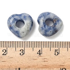 ナチュラルブルースポットジャスパーヨーロッパビーズ  ハートに大きな穴ビーズ  15x15~15.5x4.5~5mm  穴：6mm&nbsp;G-C252-01B