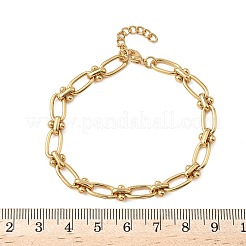 Ионное покрытие (ip) 304 нержавеющая сталь текстурированные овальные звенья цепи браслеты для женщин BJEW-B092-08G-01