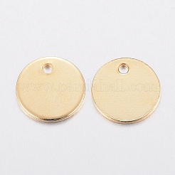 304ステンレススチールチャーム  空白タグのスタンプ  フラットラウンド  ゴールドカラー  8x0.8mm  穴：1.2mm&nbsp;X-STAS-H436-66-8mm
