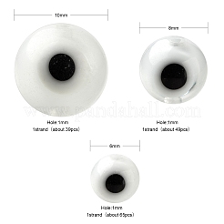 3 Stränge 3 Stil handgemachte runde Perlenstränge des bösen Blicks Bunte Malerei&nbsp;LAMP-LS0001-12D