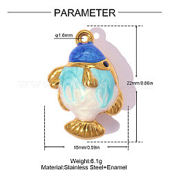 Anhänger aus Edelstahl 304 mit blauer Emaille&nbsp;SA-OY001-31G-02