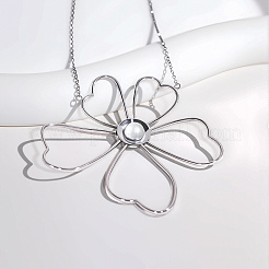 Элегантные ожерелья с подвесками в виде цветка из нержавеющей стали и искусственного жемчуга для женщин TN2016-2