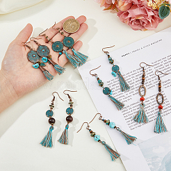 6 пара серег-кисточек из полиэстера в этническом стиле EJEW-FI0003-03