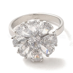 Латунные кольца с цирконием микро паве для женщин RJEW-E295-44P