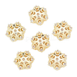 Tappi di perline fantasia in ottone con micro pavé di zirconi trasparenti&nbsp;KK-N259-01