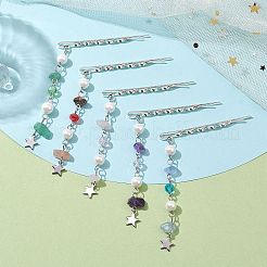 Заколка для волос с кусочками натуральных драгоценных камней и жемчугом PHAR-JH00102