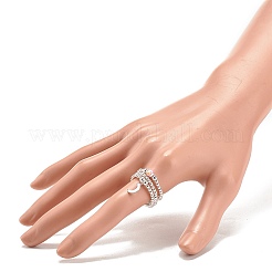 3 Stück 3 Stil natürliche weiße Jade & synthetischer Hämatit Perlen Stretchringe Set mit Halbmond-Anhänger&nbsp;RJEW-JR00469