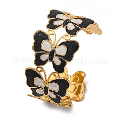 Браслеты-манжеты из нержавеющей стали 304 с эмалью для женщин&nbsp;LS-BJEW-P347-01G-C