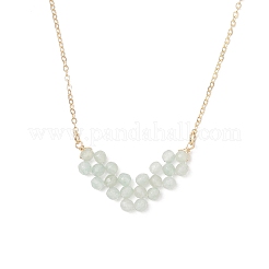 Collane con catena in ottone con ciondolo a forma di freccia con perline rotonde sfaccettate in avventurina verde naturale&nbsp;NJEW-TA00207-02