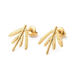 Серьги-гвоздики в форме листа из нержавеющей стали 304&nbsp;EJEW-K268-52G