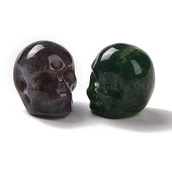 天然苔瑪瑙ビーズ  ハロウィンの頭蓋骨  11~11.5x8.5~9x11~11.5mm  穴：0.9~1mm&nbsp;G-C038-01G