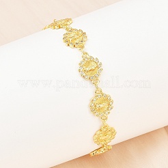 Браслеты-цепочки из латуни с микропаве из прозрачных кубических цирконий на тему Девы Марии для женщин BJEW-A090-08B-G