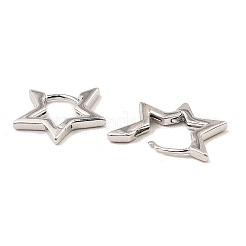 真鍮製フープピアス  スター  プラチナ  14.5x15.5x2mm&nbsp;EJEW-I289-09P