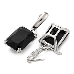 Прямоугольные серьги-кольца с паве из кубического циркония из латуни для женщин EJEW-I304-28P-07