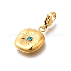 Плоские круглые подвески из нержавеющей стали 304 со стразами STAS-R159-53G-01