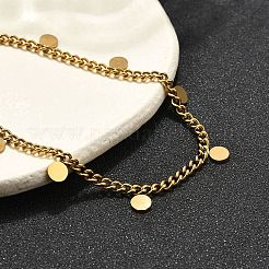 Браслеты с круглыми подвесками из нержавеющей стали 304 BJEW-R021-04G