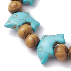 Bracelets extensibles turquoise synthétiques teints dauphin de plage&nbsp;BJEW-JB10292-02