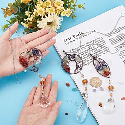 Thème chakra mélange de pierres précieuses gros pendentifs&nbsp;G-WH0016-15