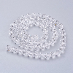 ガラスビーズ連売り  ファセット（32ファセット）  ラウンド  透明  8mm  穴：1.5mm  約66~67個/連  18.5インチ〜19.29インチ（47~49cm）&nbsp;LS-EGLA-J042-8mm-12