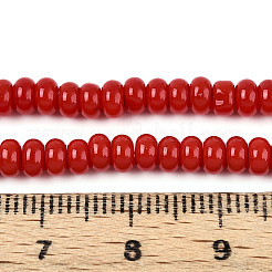 オペークスプレープリントガラスビーズ  ロンデル  クリムゾン  4x2.5mm  穴：0.7mm  約135個/連  14.96''（38センチメートル）&nbsp;GLAA-ZX008-4mm-18N