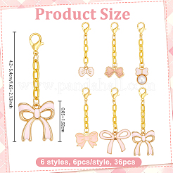 36 pendentif décoratif en alliage émaillé avec nœud papillon bicolore&nbsp;HJEW-OC00377