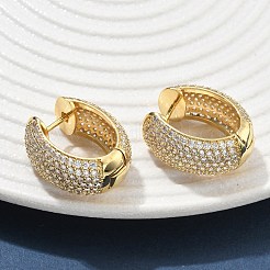 Messing Micro Pave klare Zirkonia Creolen&nbsp;EJEW-C182-07C-G