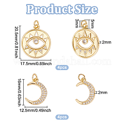 8 шт. 2 подвески из латуни с микропаве из кубического циркония в стиле стойки KK-BC0011-96