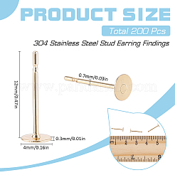 200 шт. фурнитура для сережек-гвоздиков из нержавеющей стали 304 FIND-SC0011-14