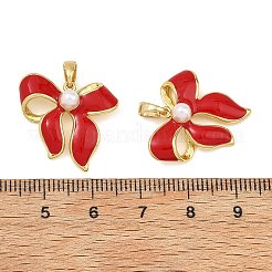 Colgantes de latón esmaltado y perlas de imitación de ABS&nbsp;KK-T001-05G-B
