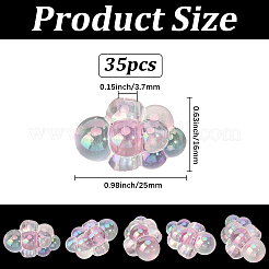 35pcs perles acryliques irisées arc-en-ciel placage uv&nbsp;PACR-PA0001-23A