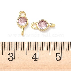 Латунные подвески-коннекторы с плоскими круглыми фианитами&nbsp;KK-P348-11G