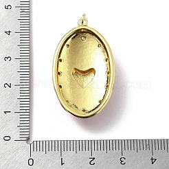 Овальные подвески с сердцем из латуни с микропаве и фианитами KK-Z114-24G