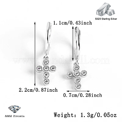 Boucles d'oreilles croix en argent zircon s925 à la mode&nbsp;XU2231-2
