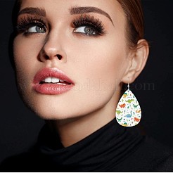 Серьги-капли с подвесками из искусственной кожи динозавра FS-WGBCE63-01