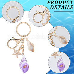 6 шт. 6-цветный светящийся акриловый брелок в виде морской звезды&nbsp;AJEW-SP0001-42