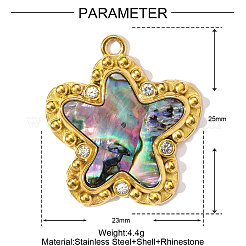 Подвески из ракушек пауа из нержавеющей стали 304&nbsp;STAS-OY002-24G