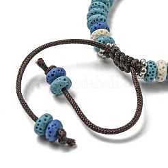 Bracciale regolabile con perline intrecciate di roccia lavica naturale tinta in disco&nbsp;BJEW-G691-01C