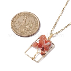 Ожерелья с подвесками из натуральных смешанных драгоценных камней и латуни NJEW-JN04678