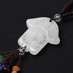 Hamsa Hand/Hand von Miriam natürliche Quarzkristall-Anhängerdekorationen&nbsp;HJEW-R127-02B