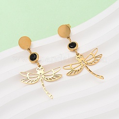 Серьги-гвоздики в форме стрекоз из нержавеющей стали 304&nbsp;EJEW-F393-07G