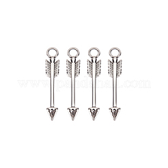 304ステンレススチールペンダント4個  チベットスタイル  矢印  アンティークシルバー  44.5x8.5x3mm  穴：4.5mm&nbsp;STAS-UN0035-10