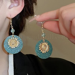 Плоские круглые серьги-подвески из сплава подсолнечника FS-WG8AC10-01