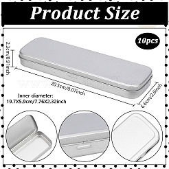 ブリキペンケース  ペン用文房具収納ボックス  鉛筆  長方形  プラチナ  205x66x23mm&nbsp;AJEW-WH0410-232